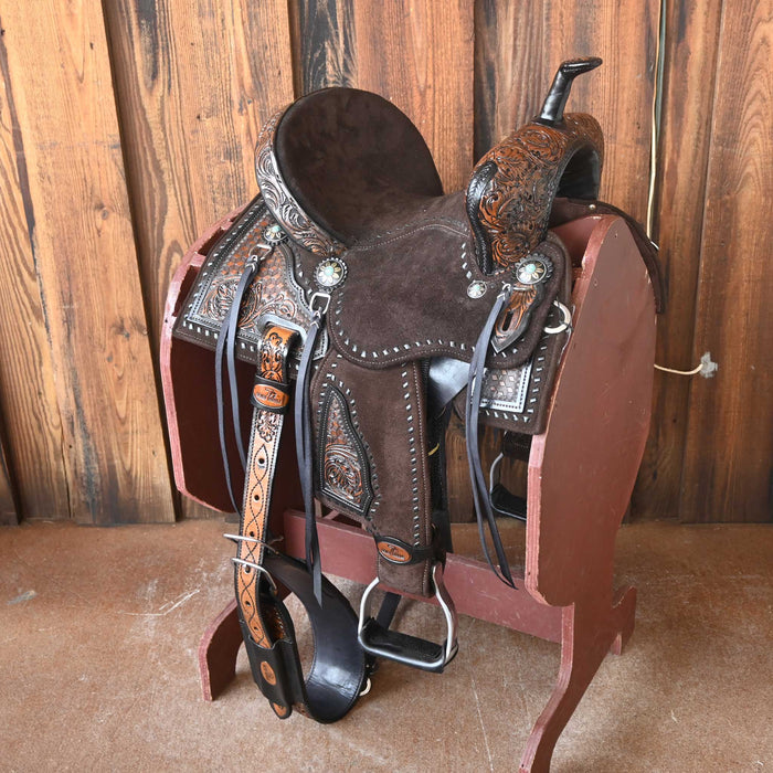 12" SEVEN LIGHTWEIGHT WOOD TREE YOUTH BARREL SADDLE Saddles - New Seven Saddle