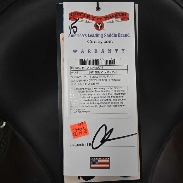 15" CIRCLE Y SNOWY RIVER FLEX2 TRAIL SADDLE Saddles - New Circle Y Saddlery