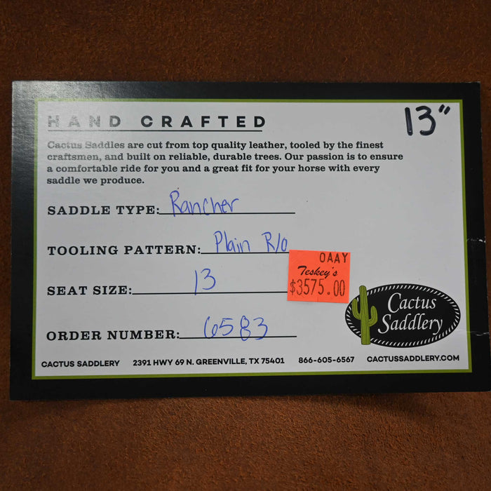 13" CACTUS RANCH SADDLE Saddles - New CACTUS SADDLERY