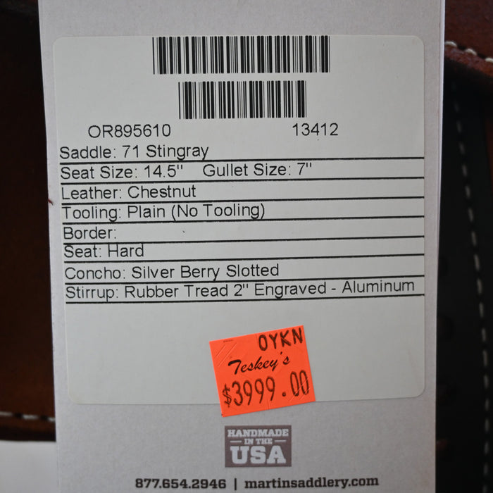 14.5" MARTIN STINGRAY BARREL SADDLE Saddles - New Martin Saddlery