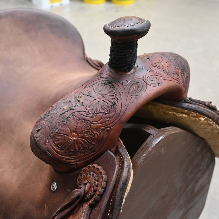 14.5" USED H4 TEAM ROPING SADDLE Saddles - Used H4