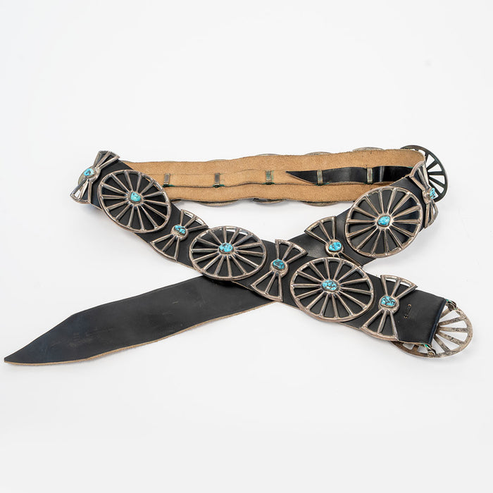 Vintage Navajo Sand Cast Kingman Concho Belt WOMEN - Accessories - Belts MISC