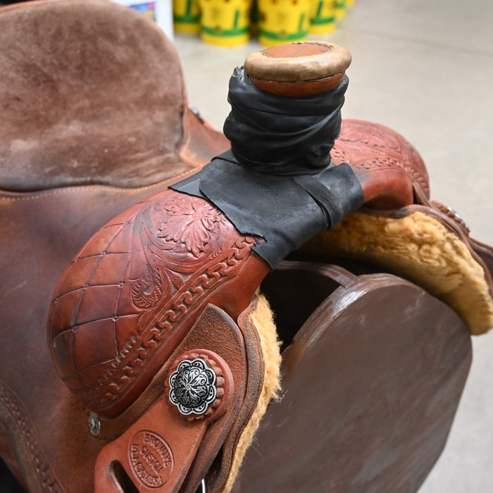 15.5" USED BROWNS CUSTOM TEAM ROPING SADDLE Saddles - Used Browns Custom