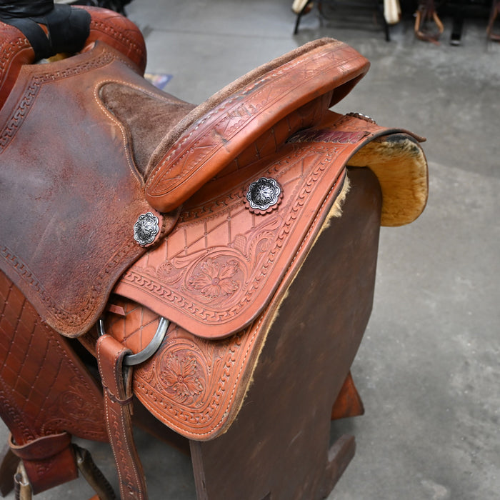 15.5" USED BROWNS CUSTOM TEAM ROPING SADDLE Saddles - Used Browns Custom