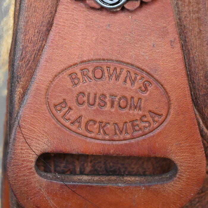 15.5" USED BROWNS CUSTOM TEAM ROPING SADDLE Saddles - Used Browns Custom