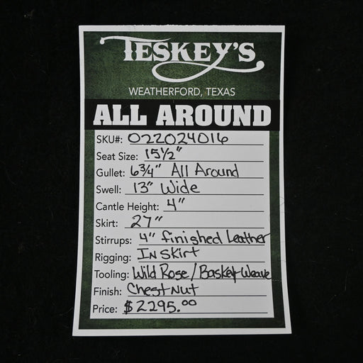 15.5" TESKEY'S ALL AROUND SADDLE Saddles - New Teskey's Saddlery