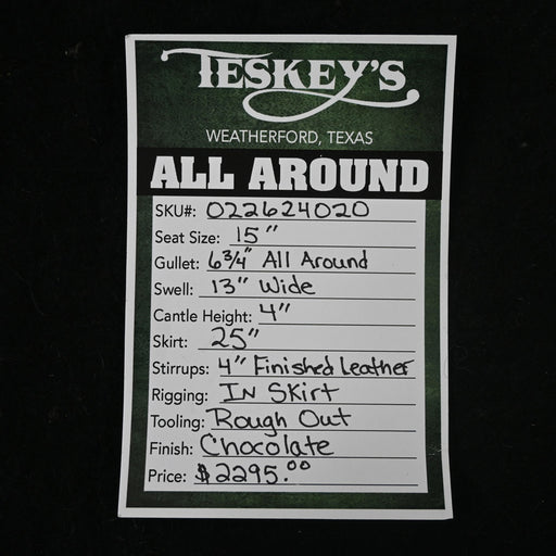 15" TESKEY'S ALL AROUND SADDLE Saddles - New Teskey's Saddlery
