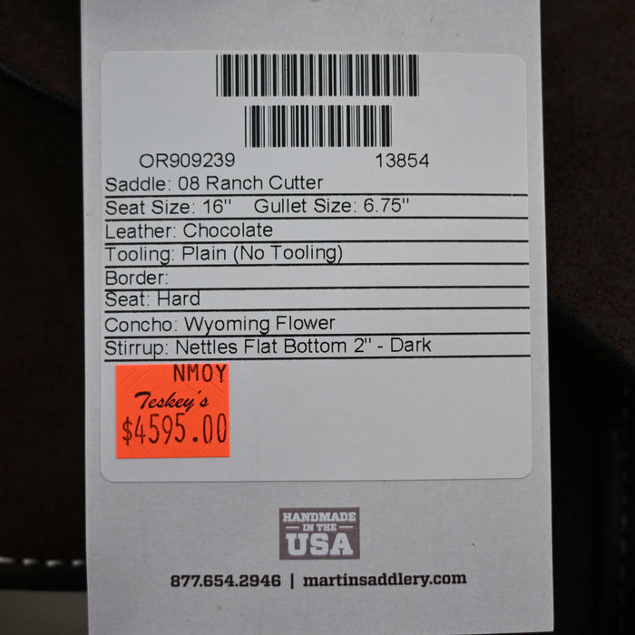 16" MARTIN RANCH CUTTING SADDLE Saddles - New Martin Saddlery