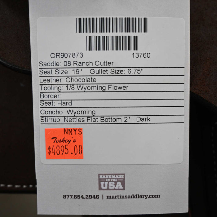 16" MARTIN RANCH CUTTING SADDLE Saddles - New Martin Saddlery