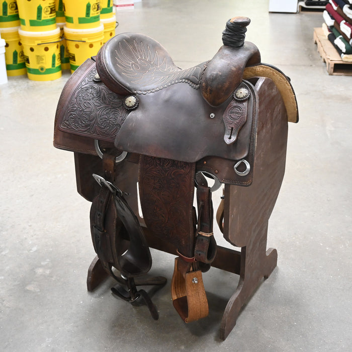14" USED JEFF SMITH ROPING SADDLE Saddles - Used Jeff Smith