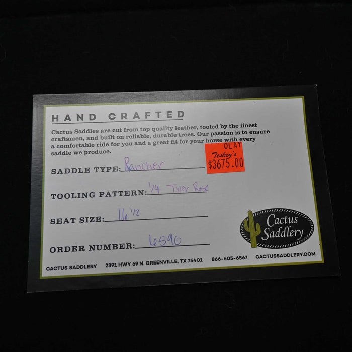 16.5" CACTUS RANCH SADDLE Saddles - New CACTUS SADDLERY