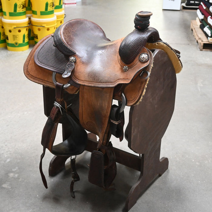 15.5" USED PATRICK SMITH ROPING SADDLE Saddles - Used Patrick Smith