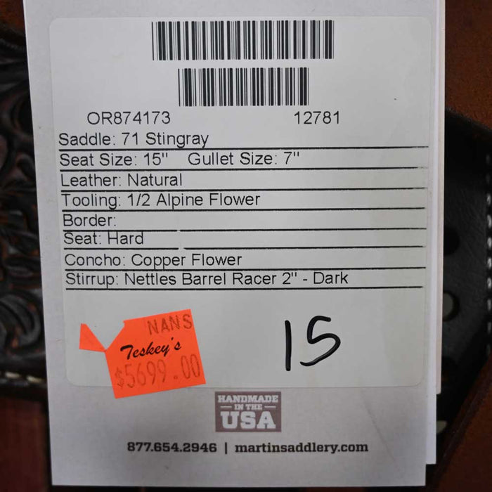 15" MARTIN STINGRAY BARREL SADDLE Saddles - New Martin Saddlery