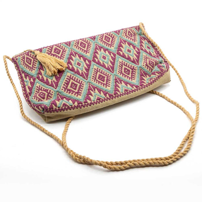 Huichol Crossbody Bag - Plum/Teal WOMEN - Accessories - Handbags - Clutches & Pouches San Pancho Artisans
