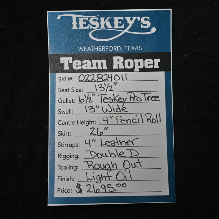 13.5" TESKEY'S PRO TEAM ROPING SADDLE Saddles - New Teskey's Saddlery