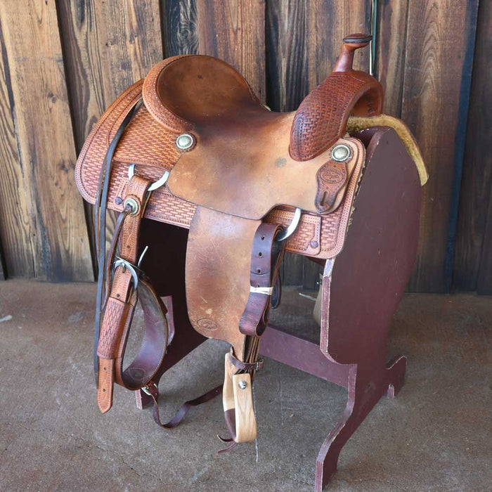 15.5" USED CALVIN ALLEN RANCH CUTTER SADDLE