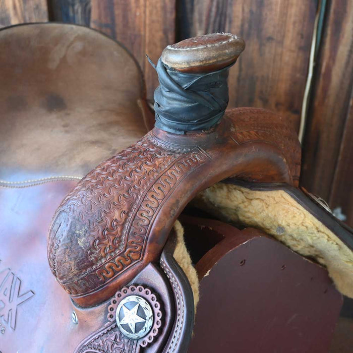 15.5" USED SCHOOLEY ROPING SADDLE Saddles - Used Schooly