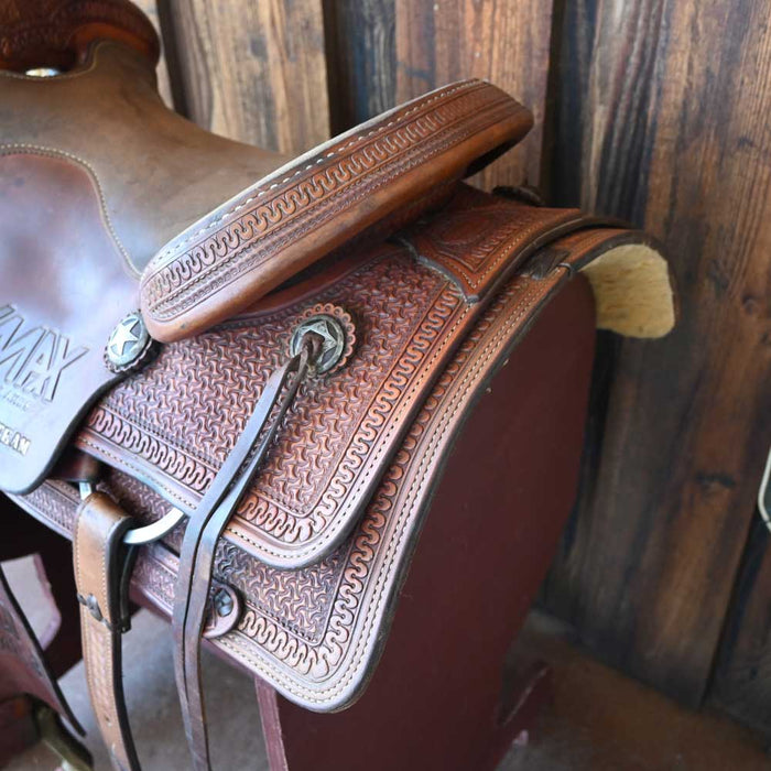 15.5" USED SCHOOLEY ROPING SADDLE Saddles - Used Schooly