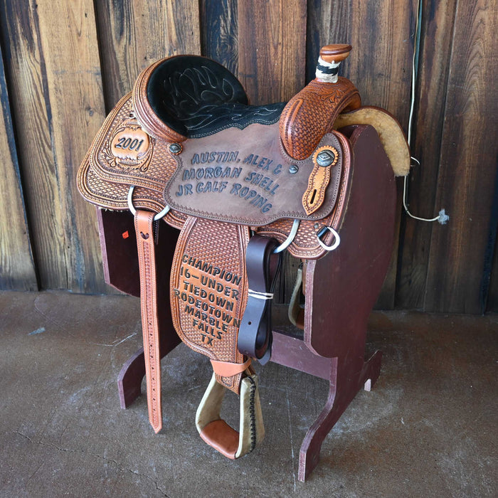 13.5" USED TOD SLONE TEAM ROPING SADDLE