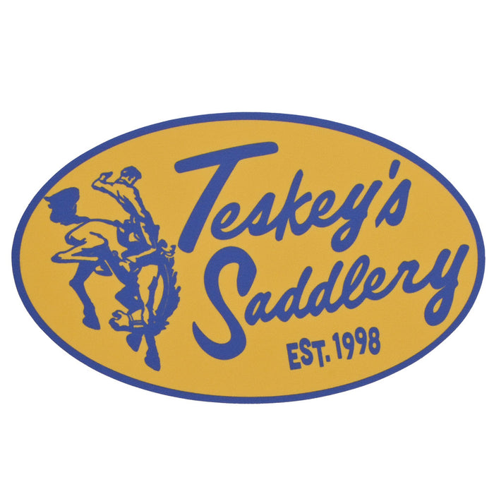 Teskey's Saddlery Retro Oval Sticker - Yellow/Blue TESKEY'S GEAR - Stickers Teskey's