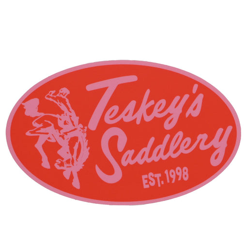 Teskey's Saddlery Retro Oval Sticker - Red/Pink TESKEY'S GEAR - Stickers Teskey's