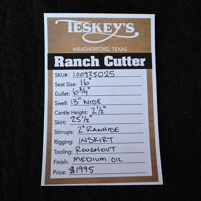 16" TESKEY'S RANCH CUTTER SADDLE