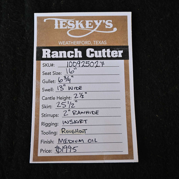 16" TESKEY'S RANCH CUTTER SADDLE