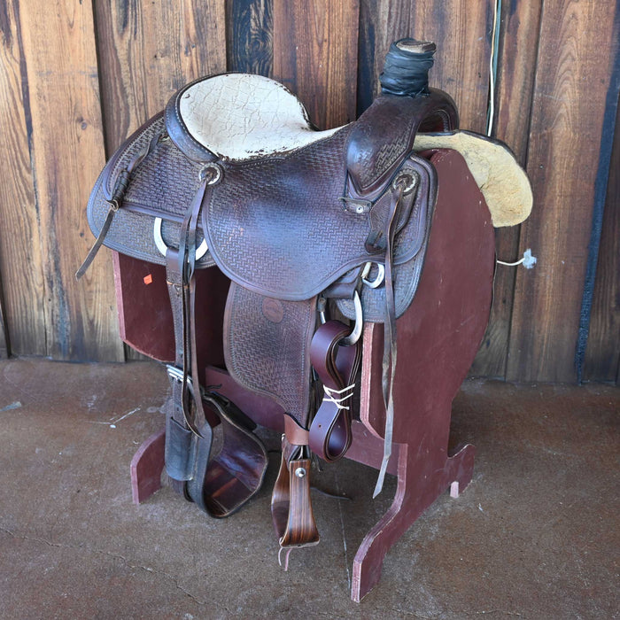 14.5" USED JEFF SMITH TEAM ROPING SADDLE