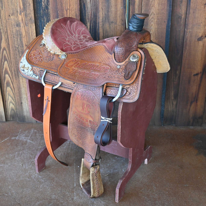 15.5" USED DOUBLE J TEAM ROPING SADDLE