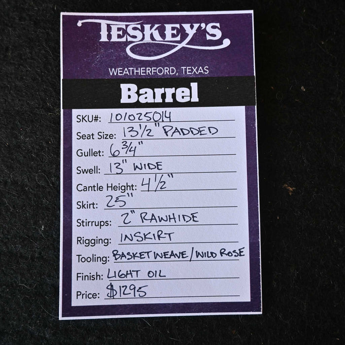13.5" TESKEY'S COMPETITION SERIES BARREL SADDLE