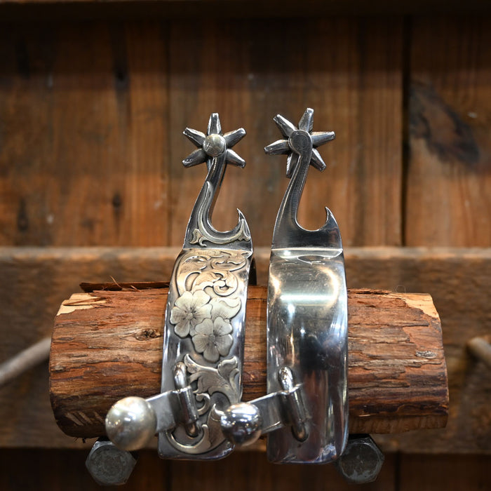Brian Strange Silver Mounted Spurs 6 pt.