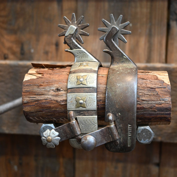 Kerry Kelley Silver & Brass Mounted 10pt Spurs Tack - Spurs Kerry Kelley