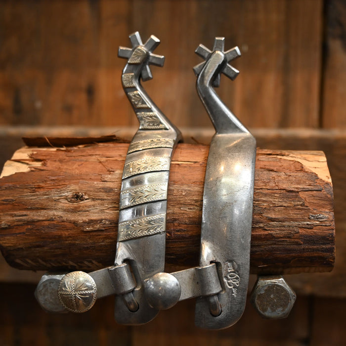 Josh Ownbey Cowboy Line Silver Mounted 6pt Spurs