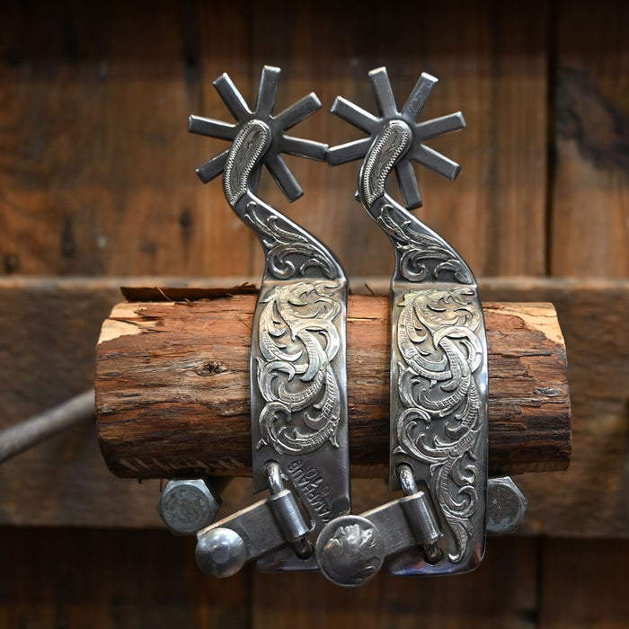 Kampaus #610 Silver Mounted 8pt Spurs 1159 Tack - Spurs Kamphaus