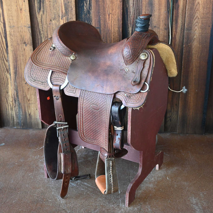 16" USED MARTY BYRD TEAM ROPING SADDLE