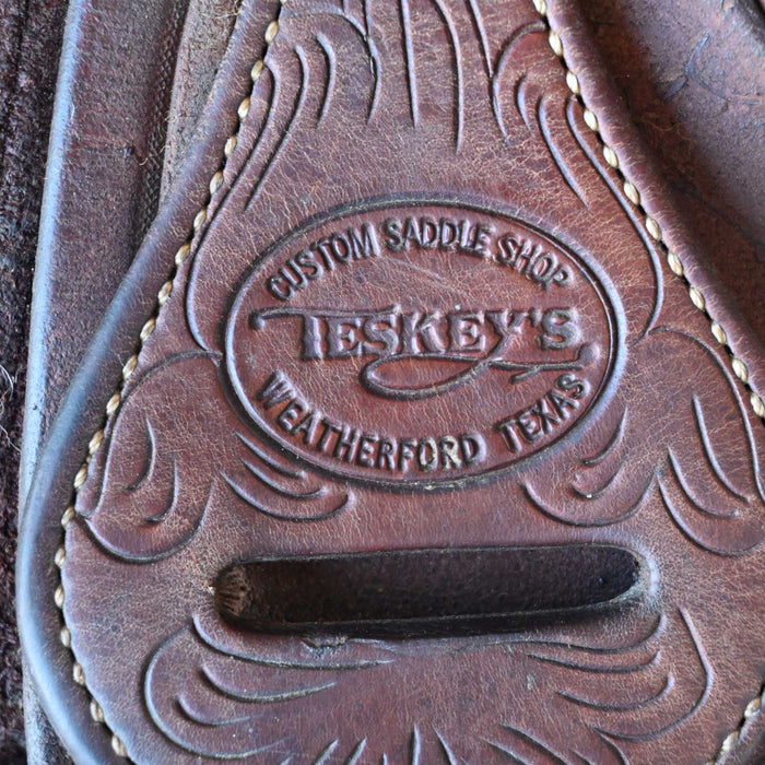 14.5" USED TESKEY'S TEAM ROPING SADDLE