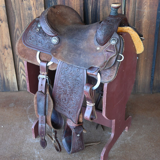15" USED TESKEY'S CALF ROPING SADDLE Saddles - Used Teskey's Saddlery