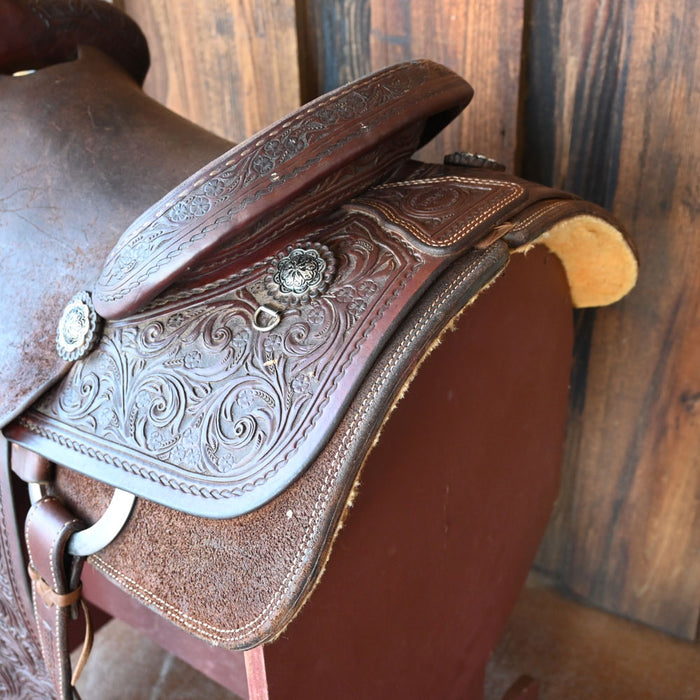 15" USED TESKEY'S CALF ROPING SADDLE Saddles - Used Teskey's Saddlery