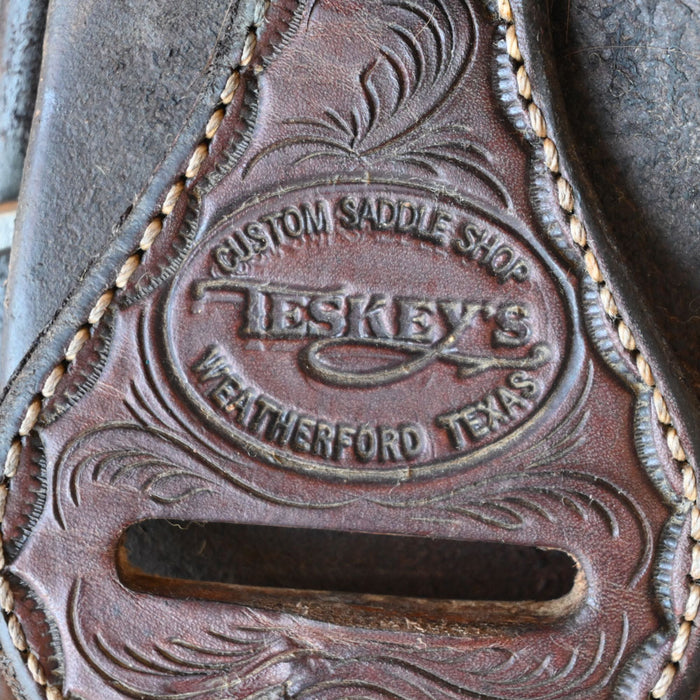 15" USED TESKEY'S CALF ROPING SADDLE Saddles - Used Teskey's Saddlery