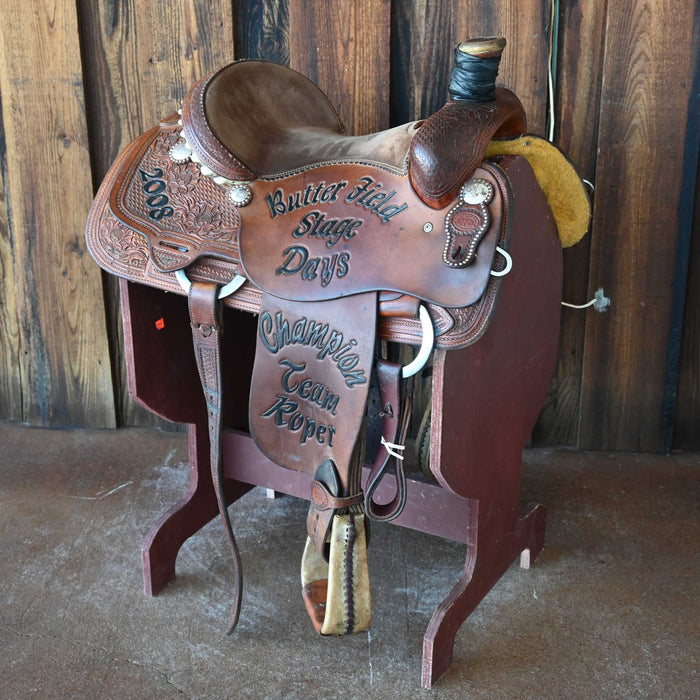 15" USED NRS TEAM ROPING SADDLE