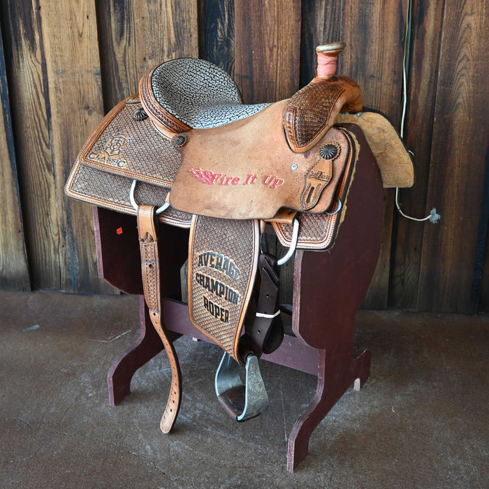 15" USED SCOTT THOMAS TEAM ROPING SADDLE