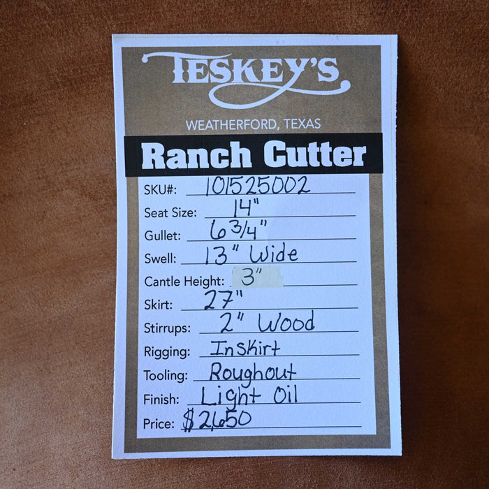 14" TESKEY'S PRO CUTTER RANCH CUTTER SADDLE