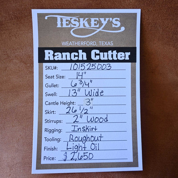 14" TESKEY'S PRO CUTTER RANCH CUTTER SADDLE