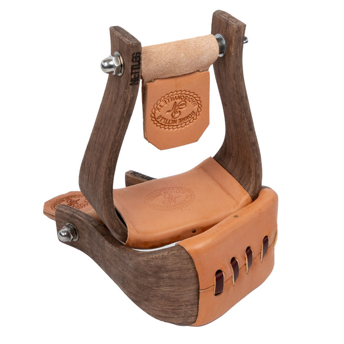 Nettles 3" Chisholm Flat Bottom Stirrup Tack - Stirrups Nettles Mahogany