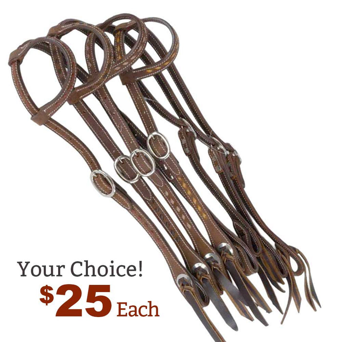 NEW Oiled Roughout One Ear Headstall w/Colored Sitching - Your Choice