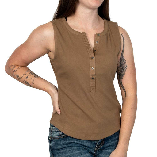 Flag & Anthem Women's Denning Henley Tank Top - Brown WOMEN - Clothing - Tops - Sleeveless Flag And Anthem