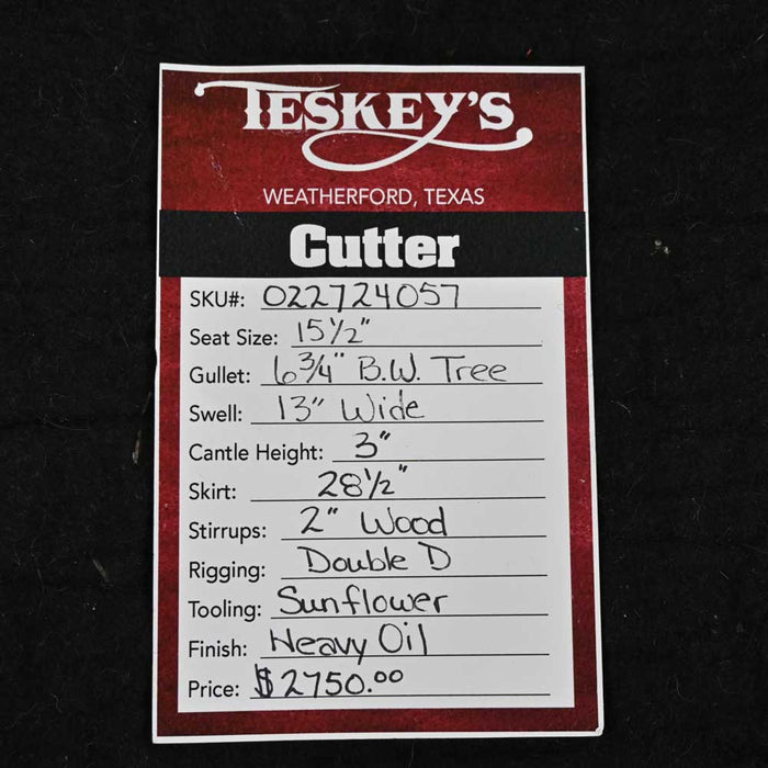 15.5" TESKEY'S PRO CUTTING SADDLE Saddles - New Teskey's Saddlery