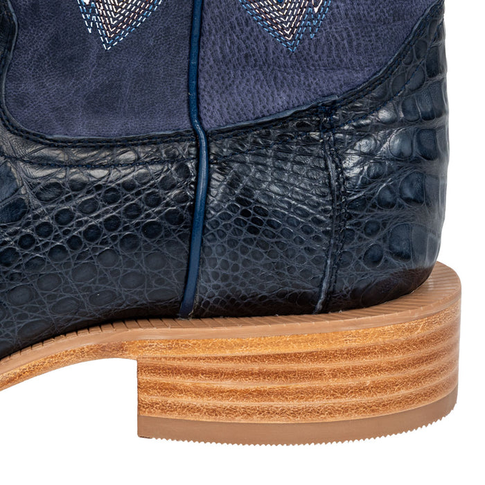 R. Watson Men's Blue Jean Shiny Caiman Square Toe Boot MEN - Footwear - Exotic Western Boots R Watson