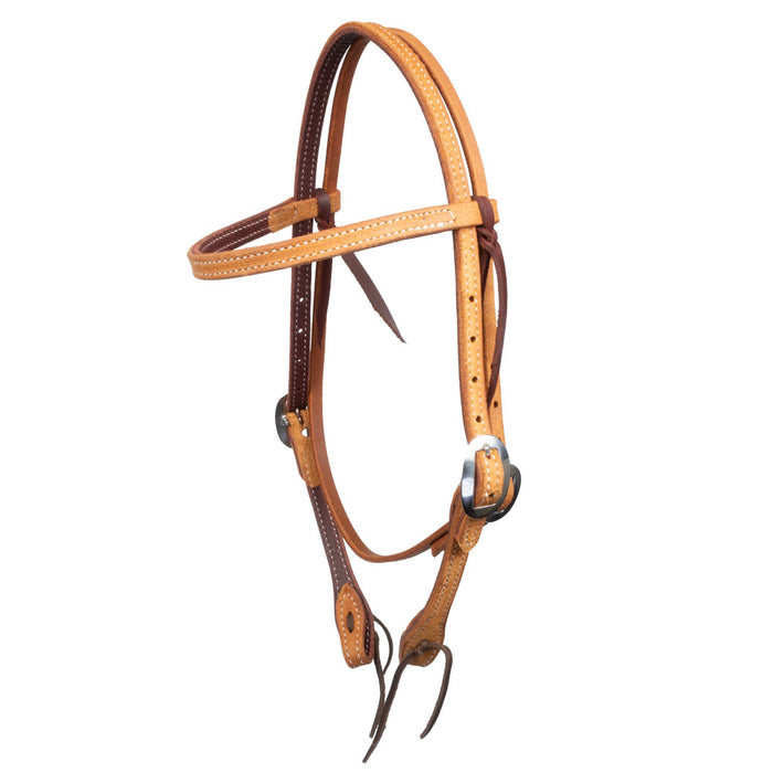 Teskey's Gold Dbl-N-Stitched Browband Headstall Tack - Headstalls Teskey's