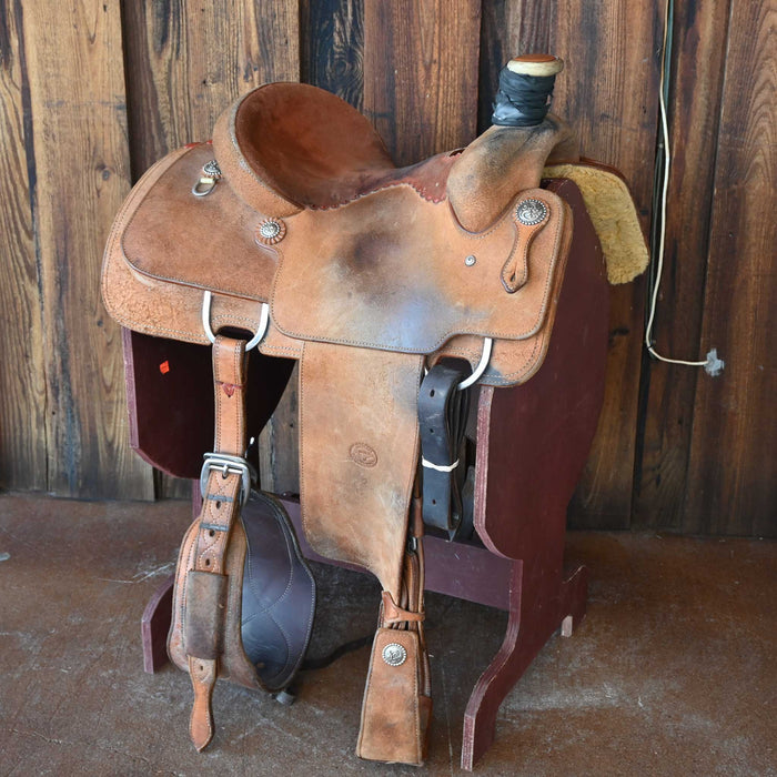 14" USED JIM BERRY TEAM ROPING SADDLE